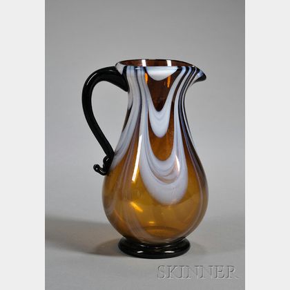Free-blown Marbrie Glass Pitcher