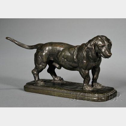 Antoine Louis Barye (French, 1795-1875) Bronze Model of a Basset Hound