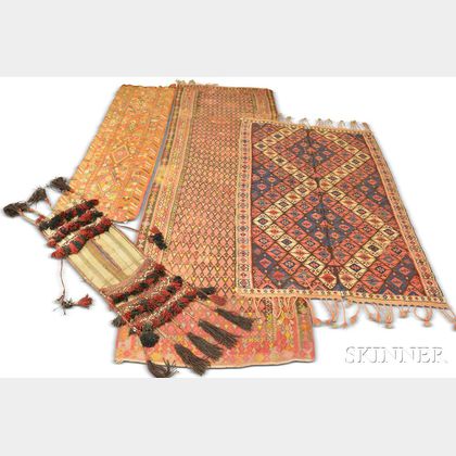 Three Anatolian Flatwoven Rugs and a Pair of Baluch Saddlebags
