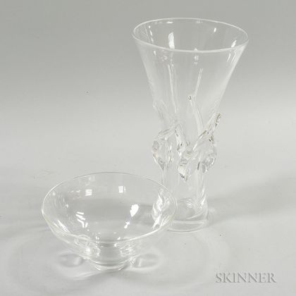 Two Pieces of Clear Steuben Glass