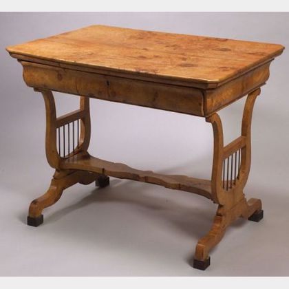 Biedermeier-style Birch and Ash Single-Drawer Side Table