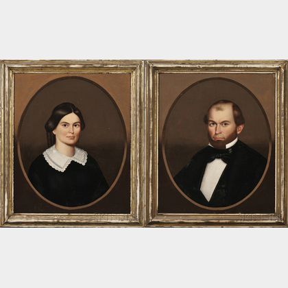 Horace Bundy (American, 1814-1883) Pair of Portraits of a Husband and Wife.