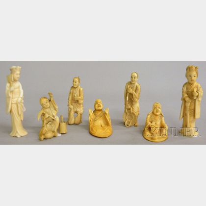 Seven Japanese Carved Ivory Figures
