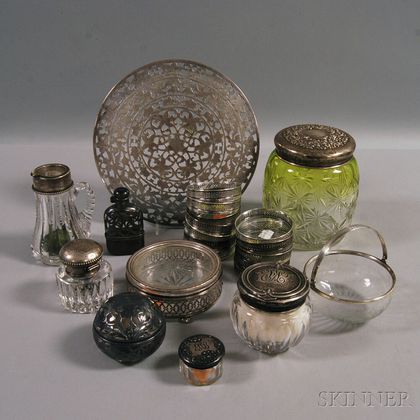 Assorted Group of Sterling Silver-mounted Colorless Glass Tableware