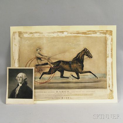 Photomechanical Currier & Ives Print and an Engraving of George Washington
