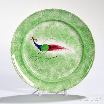 Light Green Spatterware Plate