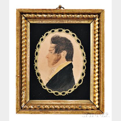 Rufus Porter (Connecticut/Massachusetts, 1792-1884) Profile Portrait Miniature of a Gentleman