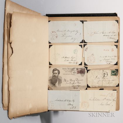 Scrapbook, American, 19th Century, Containing Postmarked Covers and Other Ephemera.