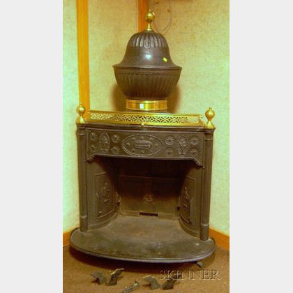 Wilson's Patent Brass-mounted Black-painted Cast Iron Franklin Stove