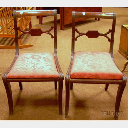 Pair of Federal Carved Mahogany Side Chairs. 