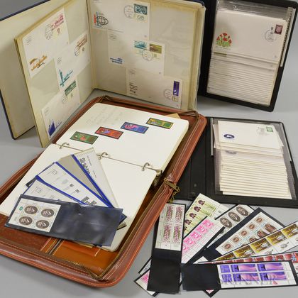 Group of Israeli First Day Covers and Four Stamp Albums