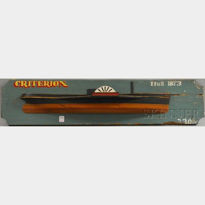 Painted Wood Stack-laminated Side-paddlewheeler Half-hull Model Plaque of the Criterion