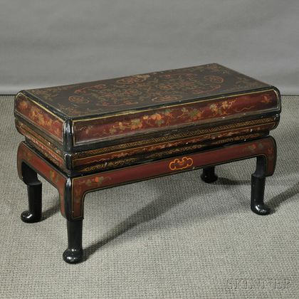 Black Lacquer Box on Stand