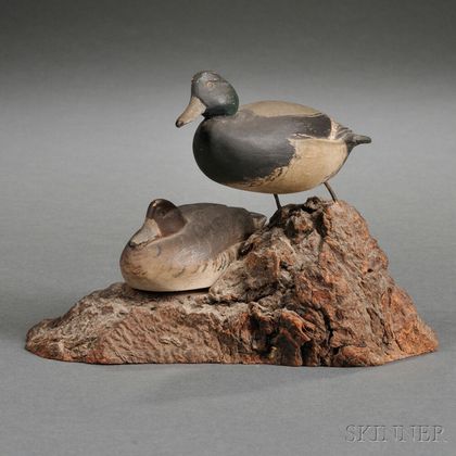 Two Carved and Painted Miniature Duck Figures