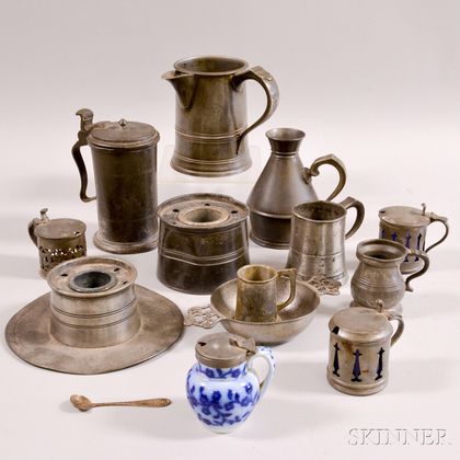 Fourteen Mostly Pewter Items