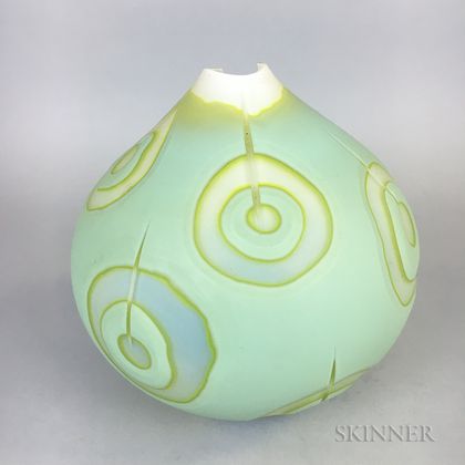 Ethan Stern Celadon Target Art Glass Vase