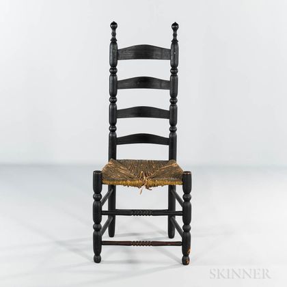 Black-painted Slat-back Side Chair