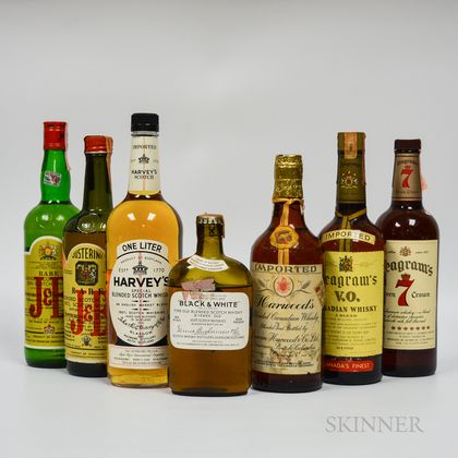 Mixed Whiskey, 1 liter bottle 2 750ml bottles 3 4/5 quart bottles 1 4/5 pint bottle 