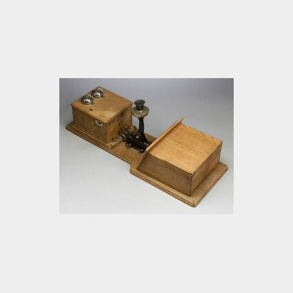 &#34;Two Box&#34; Oak Wall Telephone by the Century Telephone Construction Co.