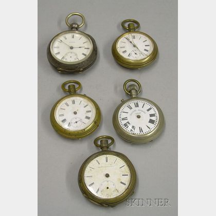 Five Assorted Open Face Pocket Watches