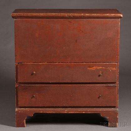 Red-painted Pine Chest over Two Drawers