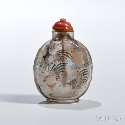 Interior-painted Rock Crystal Snuff Bottle