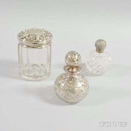Three Glass and Silver Containers