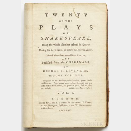 Shakespeare, William (1564-1616) ed. George Steevens (1736-1800) Twenty of the Plays .