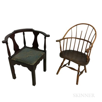 Sack-back Windsor Chair and a Chippendale-style Roundabout Chair. Estimate $200-400