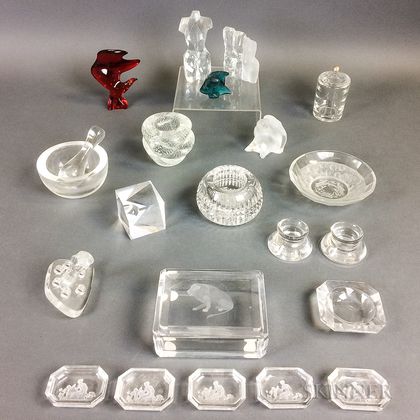 Twenty-two Small Mostly Colorless Glass Items