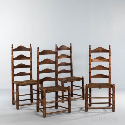 Set of Four Ladder-back Side Chairs