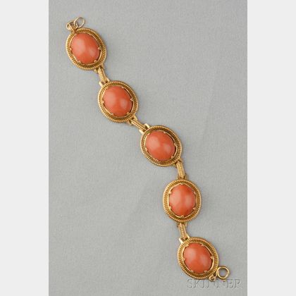 Gold and Coral Bracelet