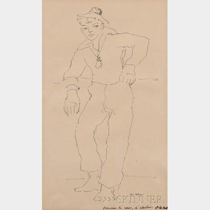 Rene Bolliger (Swiss, 1911-1971) Ink Drawing of a French Sailor