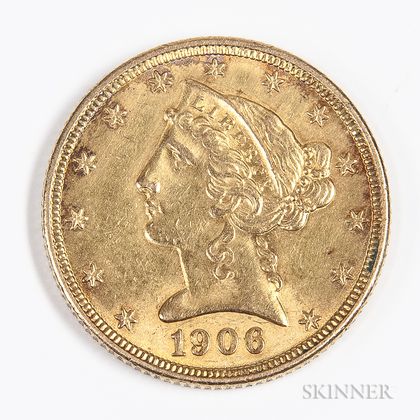 1906-D $5 Liberty Head Gold Coin