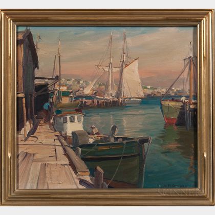Emile Albert Gruppe (Massachusetts, 1896-1978) Wharf Scene