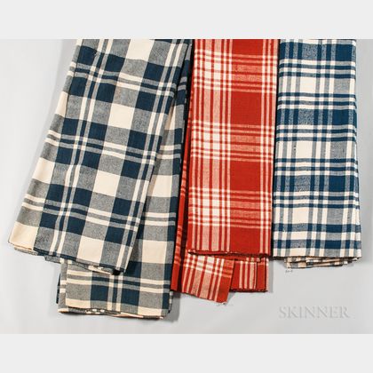 Four Woven Check Woolen Blankets