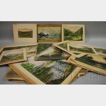 Lot of Twenty-four Works: American School, 19th/20th Century, American and European Landscapes, Including Views of Port Jervis, New Yor