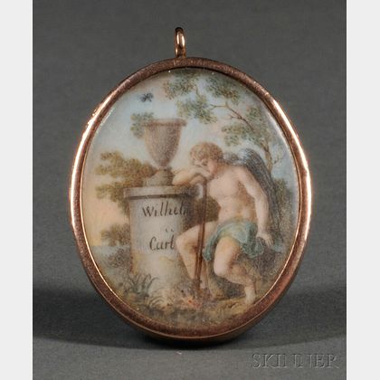 Continental Neoclassical Miniature Mourning Pendant