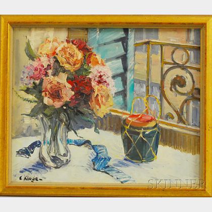 Constantine Kluge (French, 1912-2003) Still Life with Roses and Ginger Jar.