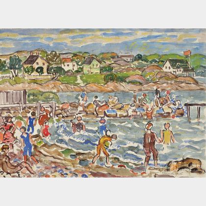 Maurice Brazil Prendergast (American, 1858-1924) Bathers on a Rocky Shore