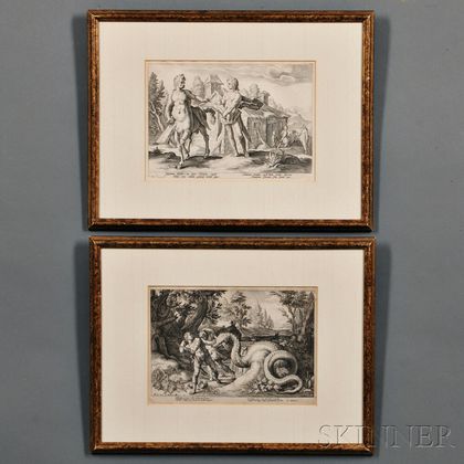 Robert Willems de Baudous (Flemish, 1574-1656),Two Prints After Hendrik Goltzius (Dutch, 1558-1617): Apollo Giving Esclepius to Cheiro