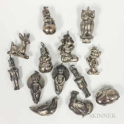 Group of Sterling Silver Figural Ornaments