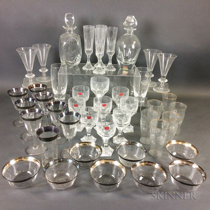 Forty-three Colorless Glass Tableware Items