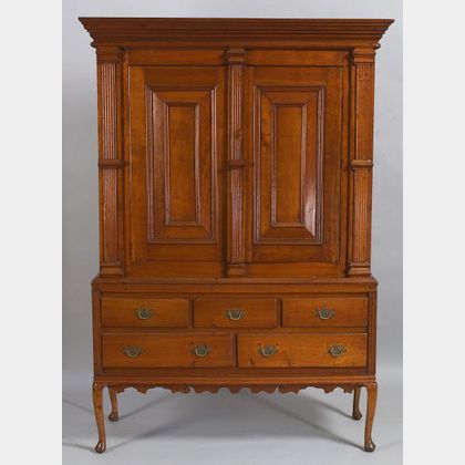 Cherry Paneled Kas Cupboard over Drawers