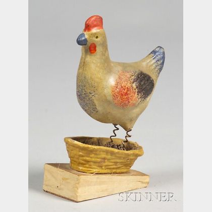Polychrome Painted Rooster Squeak Toy