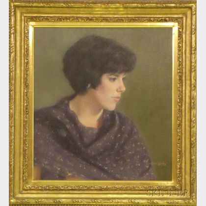 Framed Oil on Canvas Portrait of a Woman, by Candace Whittemore Lovely (American School, 20th/21st Century)