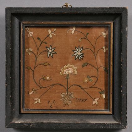 Small Framed Crewelwork Panel