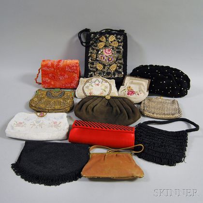 Thirteen Assorted Beaded and Embroidered Silk and Velvet Handbags and Evening Bags