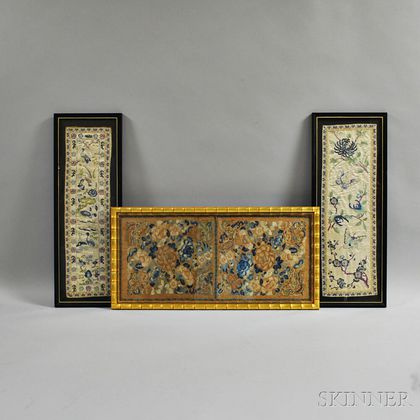 Three Framed Silk Embroideries