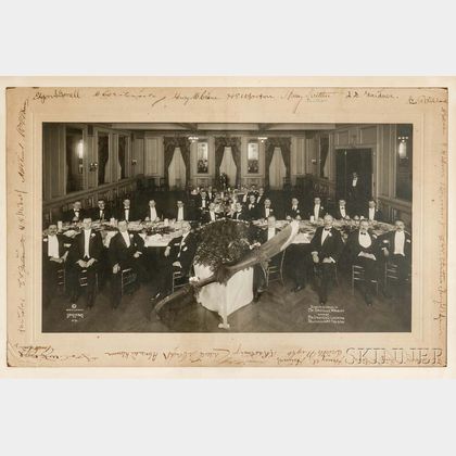 Wright, Orville (1871-1948) Signed Photograph Commemorating a Dinner in Honor of Wright Given by Grover G. Loening at Delmonicos, New 